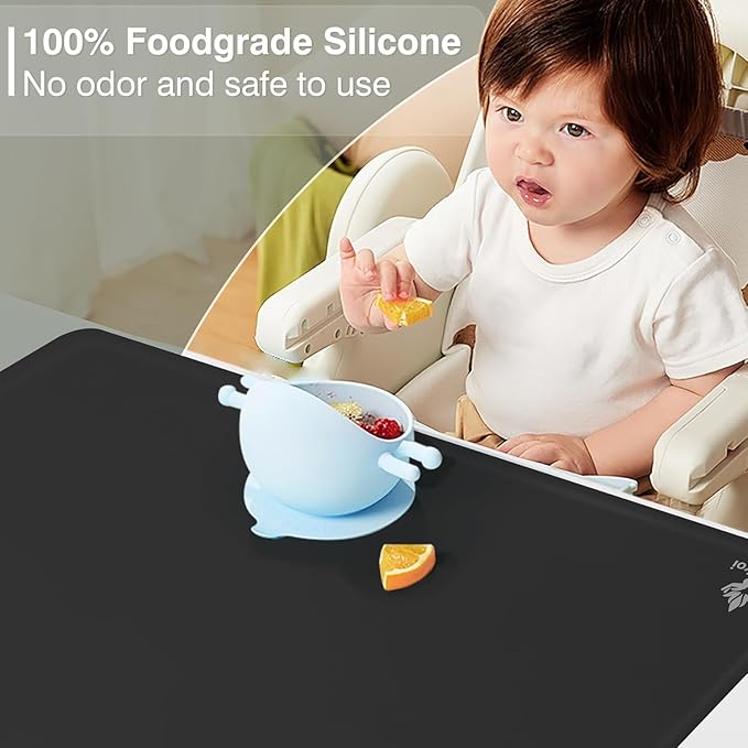 35.5" x 23.6" Extra Large Silicone Mat, Silicone Craft Mat for Placemat Baking Painting Clay Art and More (Black)