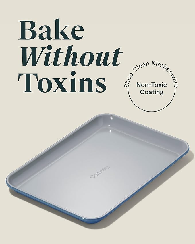 Caraway Nonstick Ceramic Small Baking Sheet (9x13”) – Non-Toxic, PTFE & PFOA Free – Oven Safe – Aluminized Steel Core – Mini Sheet Pan for Baking, Roasting & More - Slate