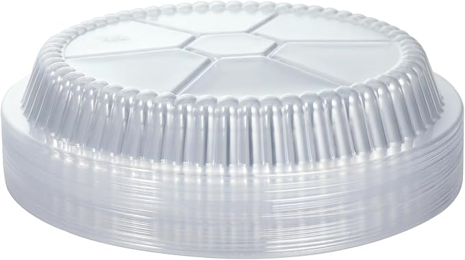 7 Inch Round Aluminum Pans with Lids (60 Pack) Disposable Foil Pan with Clear Dome Top, Aluminum Tin for Roasting Baking Cooking