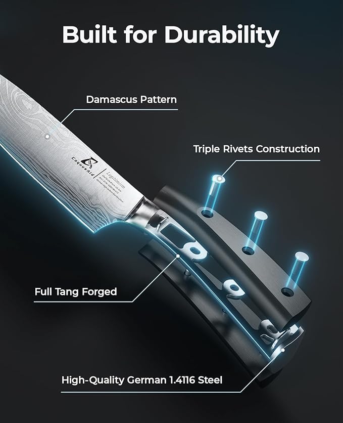 Essential 4-Piece Kitchen Knife Set,Sharp German Steel Knives Sets(Chef's Knife, Paring Knife, Bread Knife + Peeler) for Home Cooking BBQ,Gift Box included