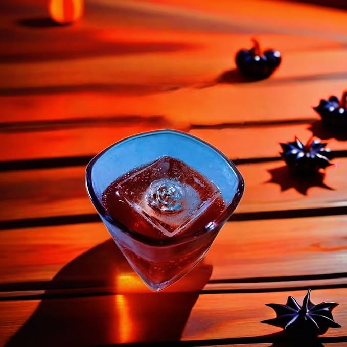3D Rose Whiskey Large Ice Cubes Tray,Big Silicone Square Ice Grid Mold,Ice Making Box, Durable and Easy Release, Suitable for Homemade Freezer, Cocktails, Iced Coffee, and Cold Drinks