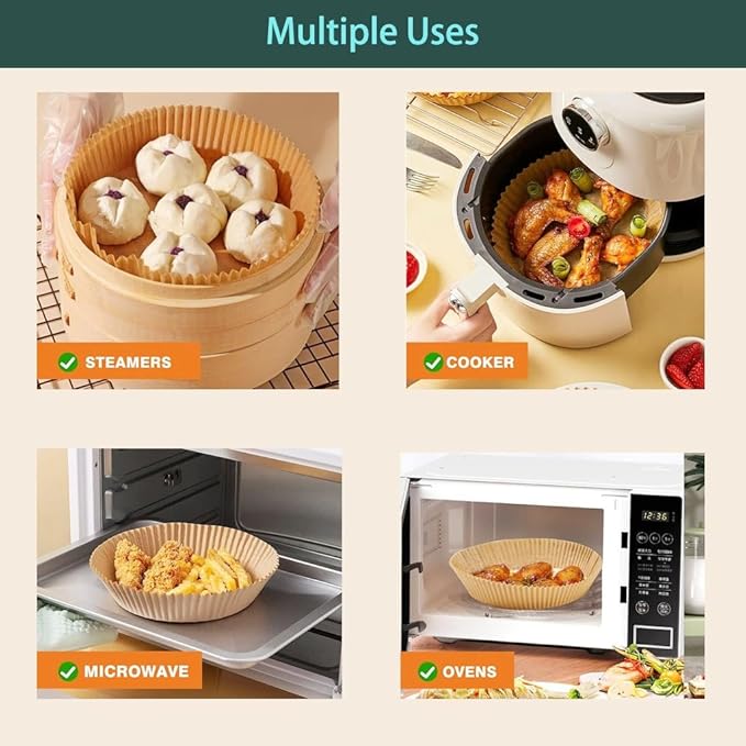 parchment paper for air fryer, 6.3inch round air fryer liners disposable,125PCS Non-stick parchment paper sheets for 3-5QT airfryer liners, Baking, Roasting Microwave