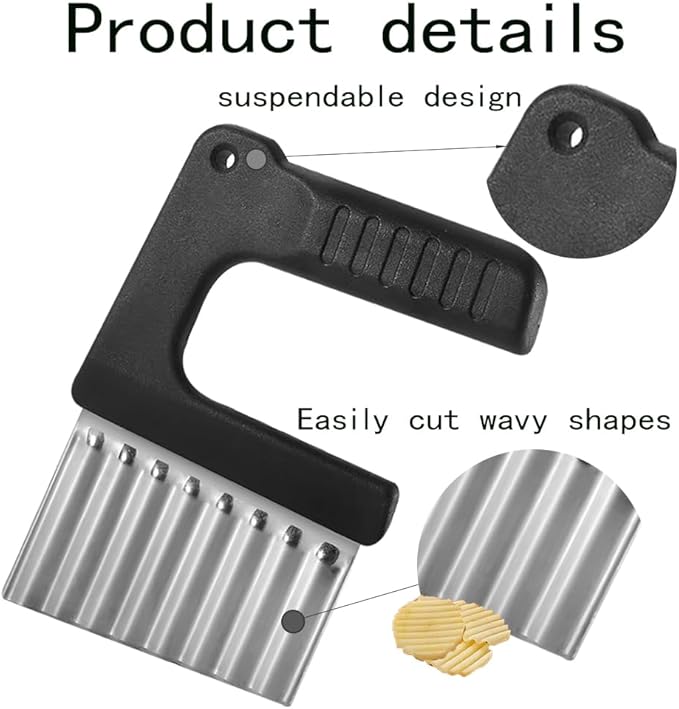 Crinkle-Cutter for Veggies-Salad-Chopper Knife Stainless-Steel-Blade Wavy for Potato Carrot Veggies,Serrator Salad Chopping Knife French Fry Slicer