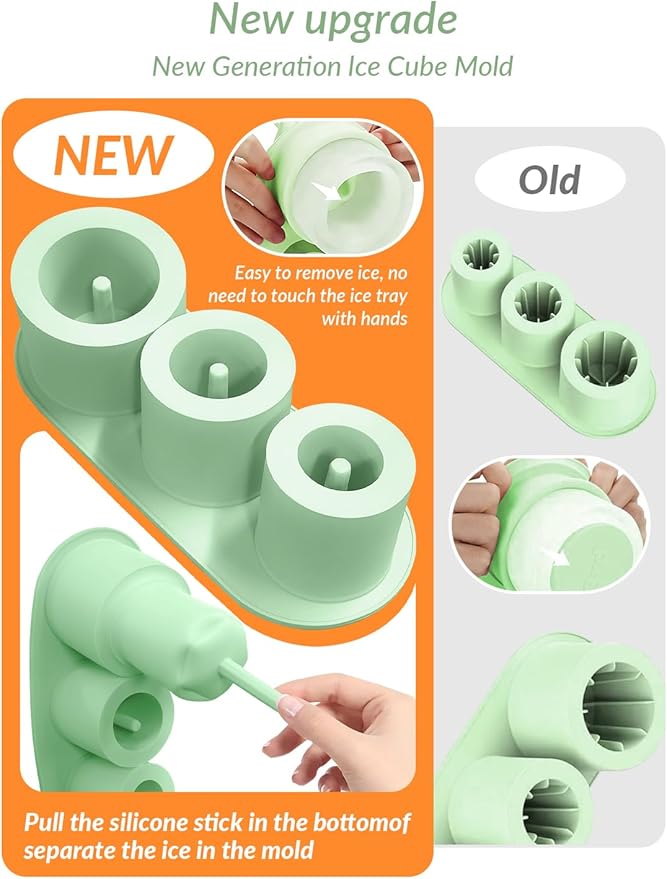 Ice Tray Mold for Stanley Cup, 2025 Tumbler Cup Ice Mold, Silcone Ice Cube Tray with Lid for Tumbler, Easy Fill and Release Ice Maker for Whiskey, Cocktail BPA-Free.30-40 oz