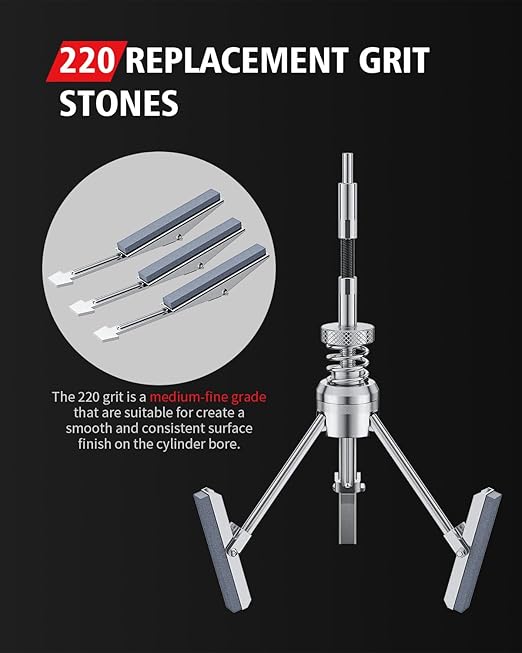 Kolvoii Cylinder Hone Tool Set with Tool Box, Adjustable Engine Cylinder Honing Tool for Sizes 3/4" to 7" Cylinders, 1-1/8", 3" and 4" Diameters with Extra 11 Piece Replacement Honing Stones 220 Grit