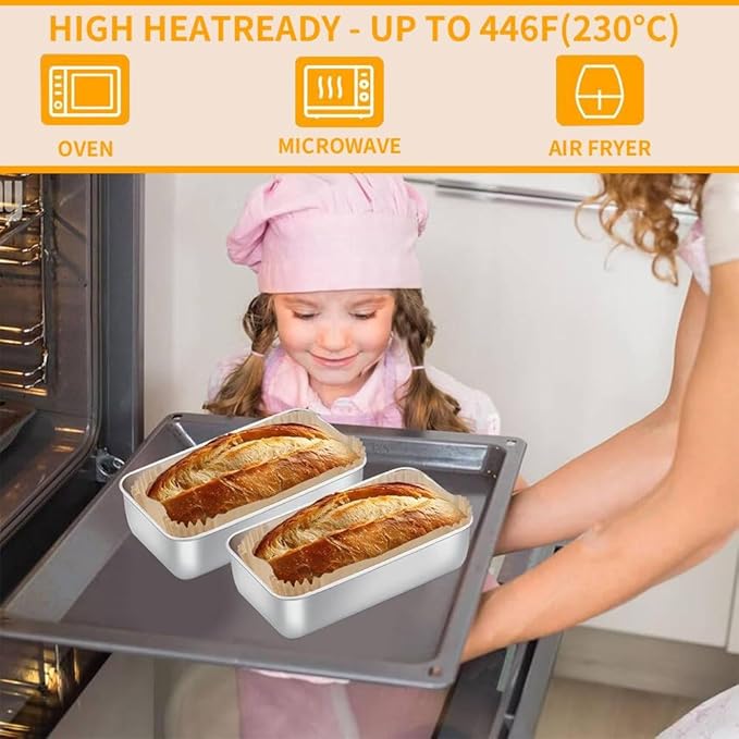 Air Fryer Liners Disposable, 9x5In Food Grade Air Fryer Liners, 100Pcs Loaf Pan Liners, Non-Stick Pre Formed Parchment Paper - Rectangle Parchment Paper Sheets for Baking Bread for Ninja DZ201