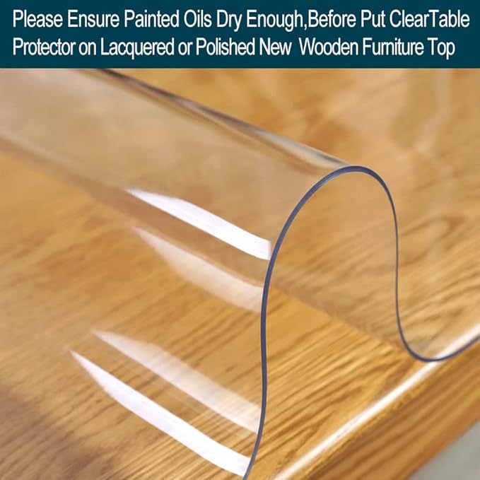 Wadrac Crystal Table Top Protector Cover 30x66 Inch 1.5mm Thick Clear Vinyl Tablecloth Pad Protector Non-Slip Office Writing Desk Pad Plastic Table Mats on Top of Wood Glass Tabletop Anti Scratch