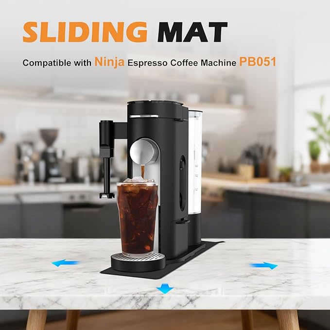 Sliding Pad for Ninja Single Serve Coffee Maker PB051 and PB041, Anti Slip Base Sliding Mat for Fast Moving, with Hanging Strap, Accessories Fit for Ninja Coffee Machine PB051/PB041, Black