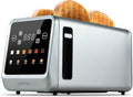 Long Slot Toaster 4 Slice, Touch Screen LED Display, 1.5” Extra Wide Slots for Thick Bread & Bagels, Countdown Timer, Memory Function, Dual Independent Control, 6 Shade Settings, Stainless Steel
