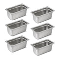 1/3 Hotel Pans 6 Inch Deep Stainless Steel Food Pan - Anti-Jam 6 Pack Steam Table Pan Set for Catering, Buffet Use, Kitchen Prep