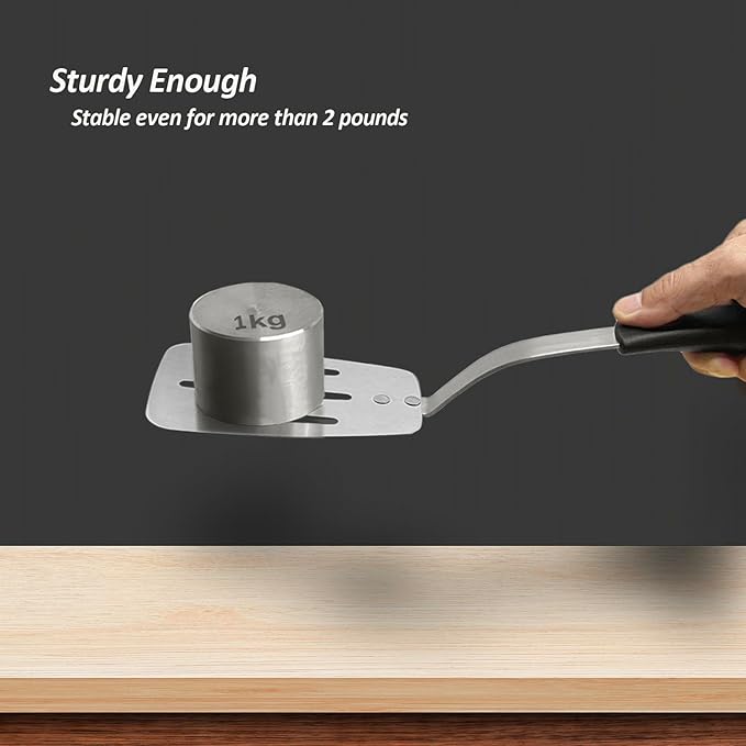 Stainless Steel Flexible Spatula Turner, VOVOLY Thin Metal Slotted Spatula for Cast Iron Skillet, Thin Blade and Heat Resistant Silicone Handle, Great for Egg, Cookie, Meat, Crep, Medium