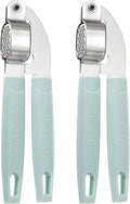 uxcell 2pcs Garlic Press, 7.7 Inch Stainless Steel Garlic Crusher and Peeler for Home Cooks and Professional Chefs, Blue