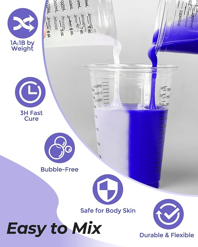 Nicpro 250oz Silicone Mold Making Kit, 30A Platinum Liquid Silicone Rubber, Flexible Silicone Molds Maker Mix Ratio 1:1 for Casting 3D Resins Molds DIY with Gloves, Sticks, Mixing Cups