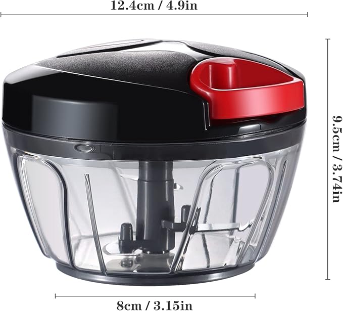 Cambom Manual Food Chopper Vegetable Cutter, Hand String Vegetable Chopper Onions Cutter for Vegetable Fruits Nuts BPA Free Food Safe Material, 550ml Black