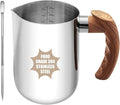 Milk Frothing Pitcher, 20oz Milk Frother Cup 304 Stainless Steel Steaming Pitcher with Art Pen Milk Coffee Jug Cup with Heat-resistant Handle and Scale
