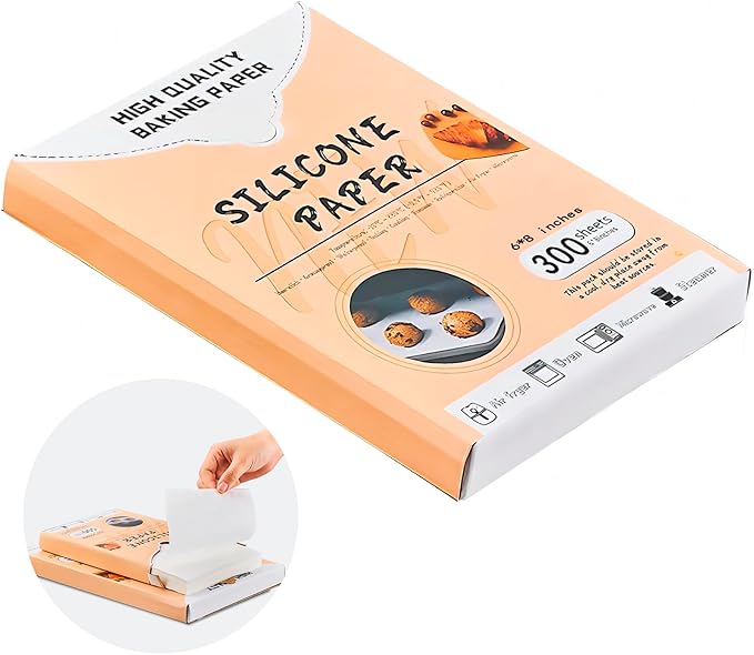 Parchment Paper Sheets 300Pcs,6x8In Baking Paper,Baking Supplies Sheets Non Stick,Non-Toxic Baking Parchment for Air Fryer, oven liner,Grilling, Steaming Cooking Bread Cake and Wrapping Food