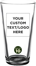 Custom Casale Pint Glass 16 oz. Set of 10, Personalized Bulk Pack - Beer Glasses, Heavy Duty Drinkware - Black