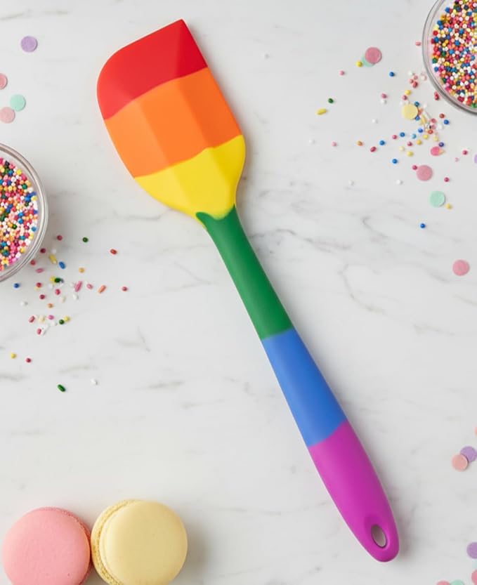 Cooking With Pride Non-Stick Scraper Spatula, Heat-Safe Silicone With Iron Core, 10.75-Inch