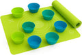 Silicone Baking Set with Silicone Baking Mat (12” x 16”) and 10 Standard Cupcake Liners (2.7” Reusable Muffin Cups) – Nonstick Pastry Mat for Rolling Dough, Oven Safe, BPA Free, Easy to Clean