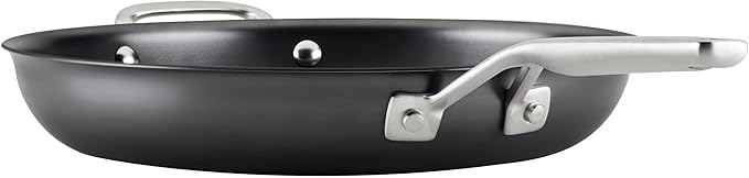 KitchenAid NITRO Carbon Steel Frying Pan/Skillet, Stainless Steel Handle, Compatible with All Cooktops, 12 Inch Fry Pan with Side Handle - Black