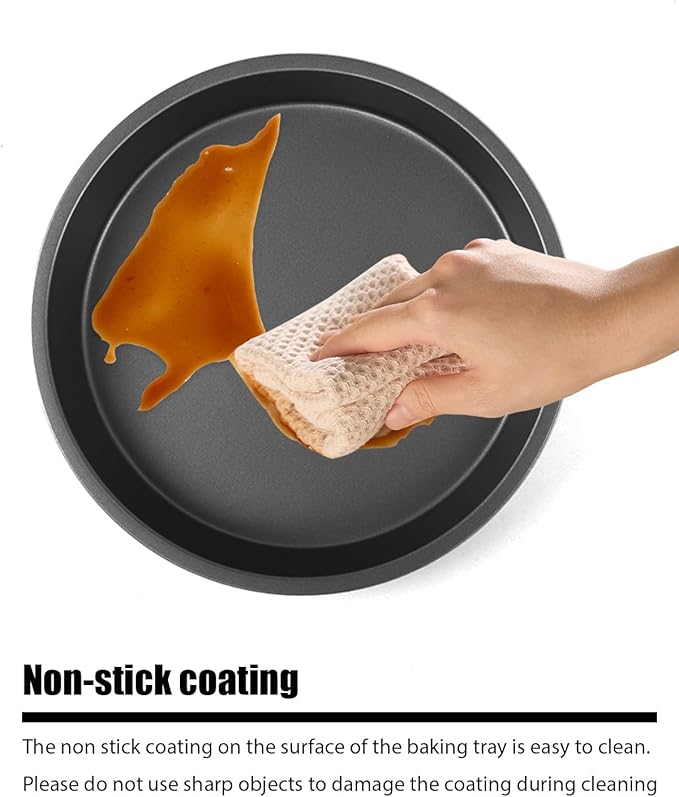 Round Cake Pans, 4 Pack 9" Nonstick Baking Cake Pans Circle Cake Pan For Birthday Wedding Christmas, Steaming Serving (Black)