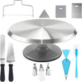 Cake Decorating Supplies Kit with 12 Inch Aluminum Rotating Cake Turntable, Offset Spatula, Cake Server, Stainless Steel Frosting Icing Smoother, Pastry Bags and Other Baking Tools（16Pcs）
