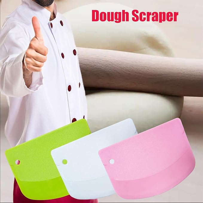 Set of 3 Cake Scrapers and Smoother Tools for Cake Decorating, Dough & Bowl Scrapers Plastic Icing Smoothers Dough Cutters Bench Scrapers(U Shape)