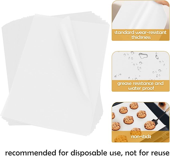 600Pcs Unbleached Parchment Paper Sheets for Baking, 12 x 16 Inch, Non-Stick Precut Half Sheet Parchment Paper for Baking, Cooking, Air Fryer, Oven (white-12" x 16"-600pack)