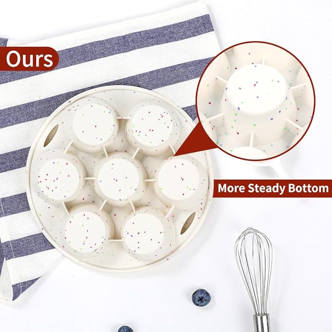 GOKCEN's Silicone Egg Bite Molds [2 Pack] Instant Pot Accessories - Fit Instant Pot 5,6,8 qt Pressure Cooker - Food Freezer Tray - Reusable Storage Container (Round - Confetti)
