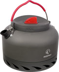 REDCAMP 1.4L Outdoor Camping Kettle with Heat Exchanger, Aluminum Camp Tea Kettle with Carrying Bag, Compact Lightweight Coffee Pot