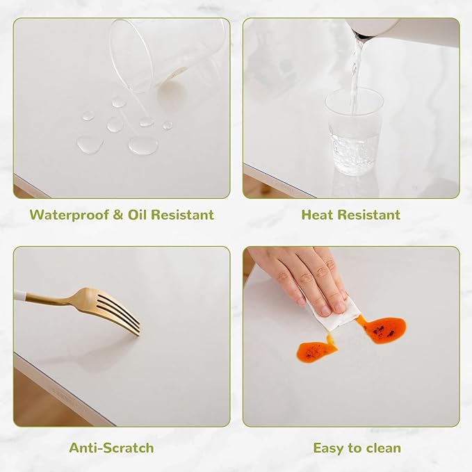 42 x 42 Inch Clear Table Cover Protector, Clear Table Protector for Dining Room Table, 1.5mm Plastic Table Cover, Waterproof Table Pad for Kitchen, Office
