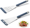 Silicone Fish Spatula Turner Set of 2,2-in-1 Heat Resistant Silicone Slotted Fish Spatulas for Nonstick Cookware,Flexible Thin Stainless Steel Slotted Fish Turner Spatula Flipper for Fish,Egg,Pancake