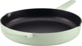 KitchenAid Enameled Cast Iron Frying Pan/Skillet with Helper Handle and Pour Spouts, 12 Inch, Pistachio
