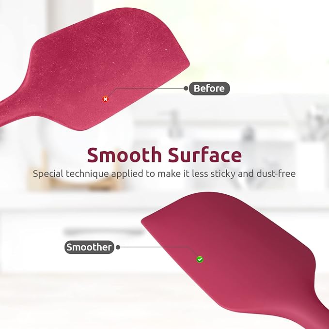 Heat Resistant Silicone Large Spatula: U-Taste 600ºF High Heat Flexible 11.38in Silicon Mixing Stirring Cooking Scraping Baking Bowl Scraper Seamless Spreader for Kitchen Nonstick Cookware (Red)