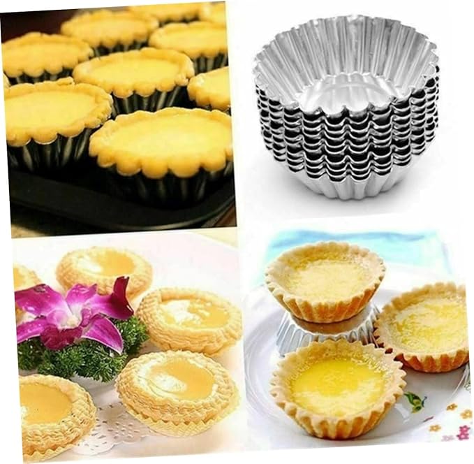 GLEAVI 30pcs Aluminum Alloy Egg Tart Molds Tart Tins for Baking Reusable Tartlet Pans Non Stick Coating