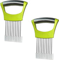 Stainless Steel Onion Slicer Holder – Multi-Purpose Kitchen Safety Tool for Slicing Onions|Potatoes|Tomatoes|Apples|Lemons, Meat Chopper, Kitchen Accessories|Gadgets 2 PACK