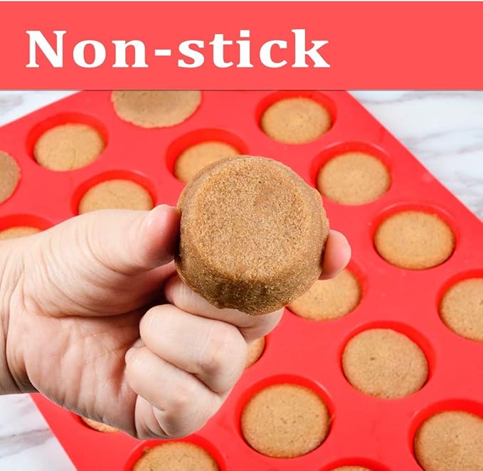 Silicone Mini Muffin Pan, 24 Cups Mini Cupcake Pans Silicone Muffin Tin for Baking Nonstick 2 Pack