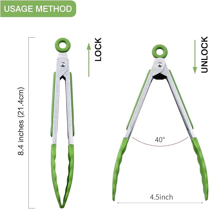 7 inch Cooking Tongs, MSY BIGSUNNY Set of 3 Mini Kitchen Tongs Silicone Serving Tongs With Silicone Tips for FoodGrill, Salad, BBQ (Red Green Orange)