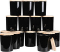 Thick Candle Jars for Making Candles 16 Pcs, 7 OZ Empty Jars with Wood Lids for Candle Making, Sample Container, Light Black