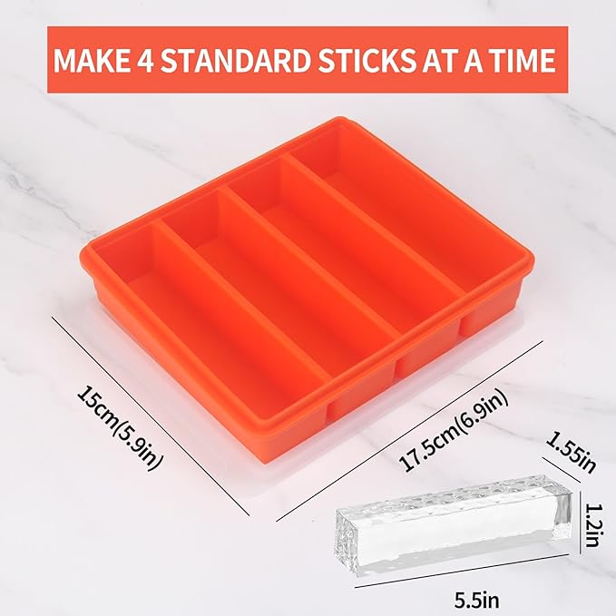 Silicone Ice Cube Molds Widely Use 2 Packs,Ice Cube Tray for Whiskey, Butter Mold,Freezer Molds for Soups and Sauces (2 Pack Orange)