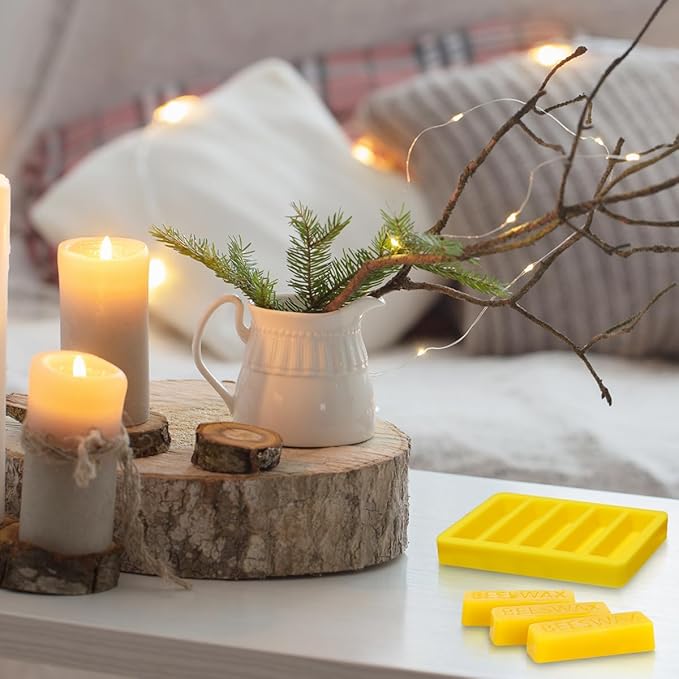 Silicone Beeswax Mold, Makes 5 x 1 OZ Wax Bars with The Word Beeswax Embossed, Reusable Beeswax Bar Mold, Reusable, Easy Release, Reusable Silicone Molds for DIY Soap, Candle, Wax Block Crafting