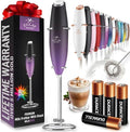 Zulay Kitchen Powerful Milk Frother Wand With 4 AA Duracell Batteries - Ultra Fast Handheld Drink Mixer - Electric Whisk Foam Maker for Coffee, Lattes, Cappuccino, Matcha & Creamer