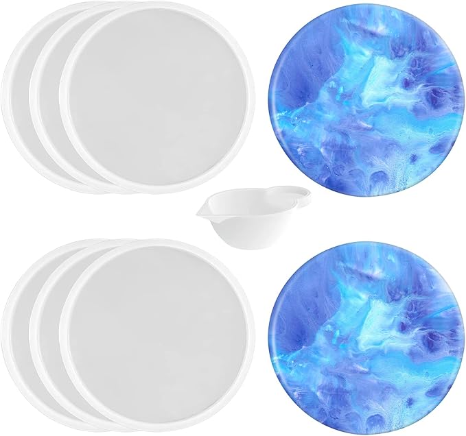 6 PCS Thickened round Coaster Resin Molds, Coaster Silicone Molds for Epoxy Resin, Coaster Molds for Resin Casting, Epoxy Resin Molds for DIY resin coasters Bowl mats, candle holders, Home Decoration.