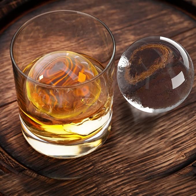 TINANA Clear Ice Ball Maker, 2.5” Clear Ice Cube Tray Make 1 Large Sphere Ice Balls for Whiskey, Cocktails & Bourbon, Gifts for Men