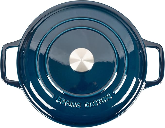 Enameled Cast Iron Dutch Oven Pot With Lid, Dutch Oven for Sourdough Bread Baking Round Pot Dule Handle, 6 Quart, Blue