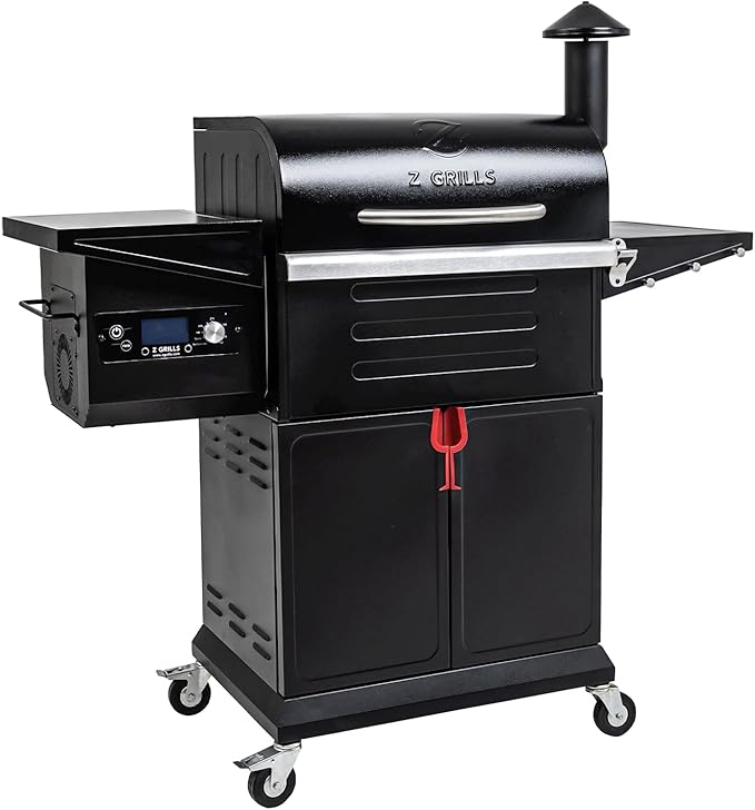 Z GRILLS Wood Pellet Grill & Smoker 8-in-1 Pellet Grill with Automatic Temperature Control，Meat Probes，572 Sq. in Area for Backyard Camping Outdoor Party,Bright Black