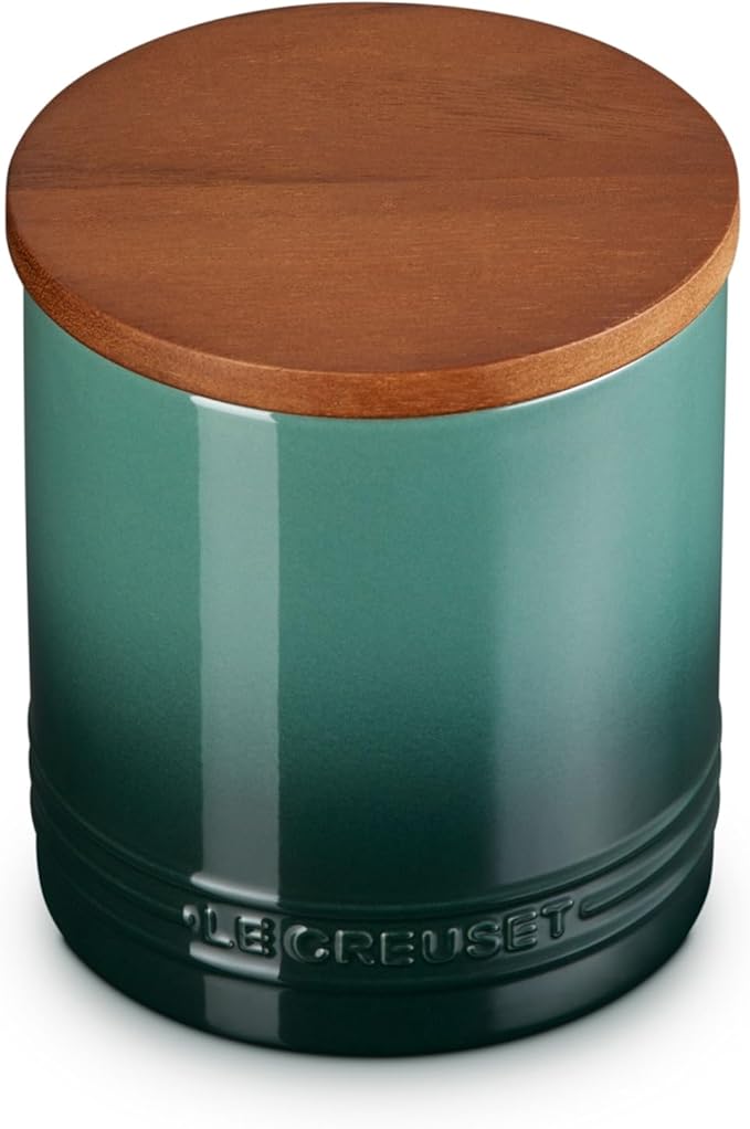 Le Creuset Signature Salt Cellar and Storage Canister with Wood Lid, 1.2 qt., Artichaut