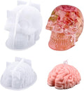 Actvty Skull and Brain Silicone Molds for Resin Casting, Halloween DIY Crafts, Candle, Soap, Chocolate, Jelly - Party Decor