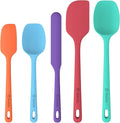 5 Pieces Silicone Spatula Set, Food Grade Rubber Spatula, Upgrade Strong Handle with Ergonomic Grip, Heat Resistant Up to 600°F for Nonstick Cookware, Cooking Colorful Series