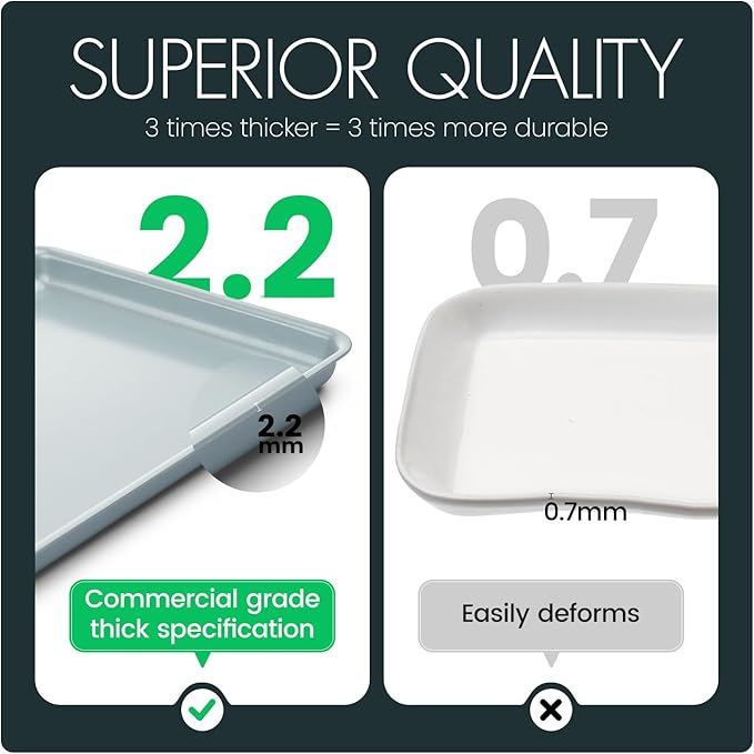 Ceramic Baking Sheet Pan, Cookie Sheets for Baking, Naturally Non-Toxic Ceramic Coating, 2.2mm Thick oven trays for cooking, PTFE & PFOA Free, 15x10"